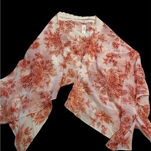 Charming Charlie Pink Floral Lace Cover-up